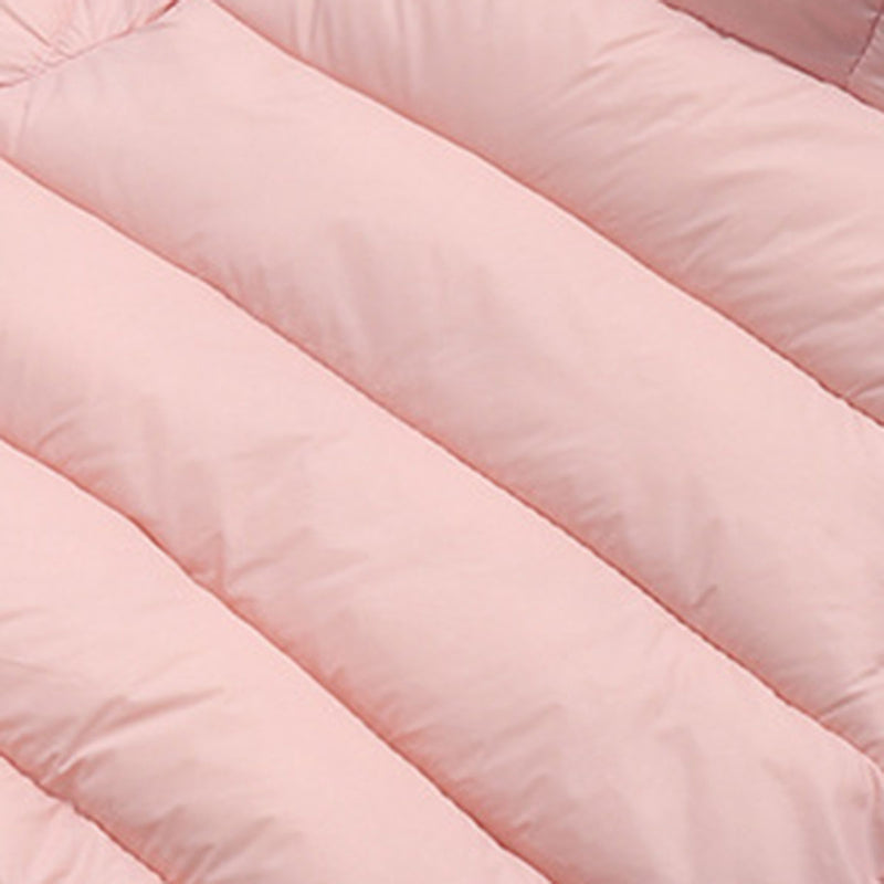 Boys Light Pink Solid Front Zipper Hooded Puffer Jacket Coats & Jackets