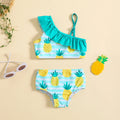 Girls Sky Blue Pineapples Printed Top With Briefs Two-Piece Swimwear Sets Sets Sky Blue 1-2 Y