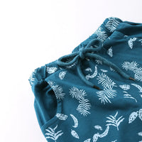 Boys Sky Blue Typographic Printed Short Sleeves T-Shirt With Pinted Drawstring Shorts Sets Sets
