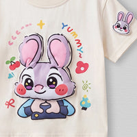 Girls Off White Bunny Print Short Sleeve T-Shirt Tshirts