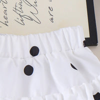 Girls White Polka Dot Print Sleeveless Top With Skirt Sets 2 pc. Sets