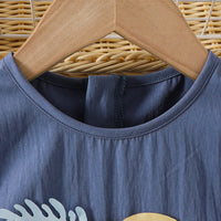 Girls Blue 3D Flower Applique A-line Dress Casual Dresses