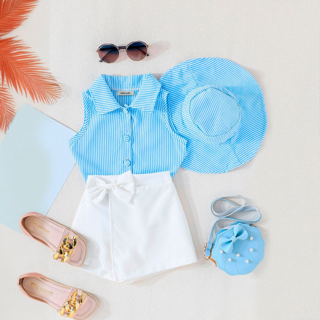 Girls Blue Pin Stripe Top With Shorts set 2 pc. Sets