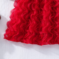Girls Red Textured Beaded Fit & Flare Dress Casual Dresses