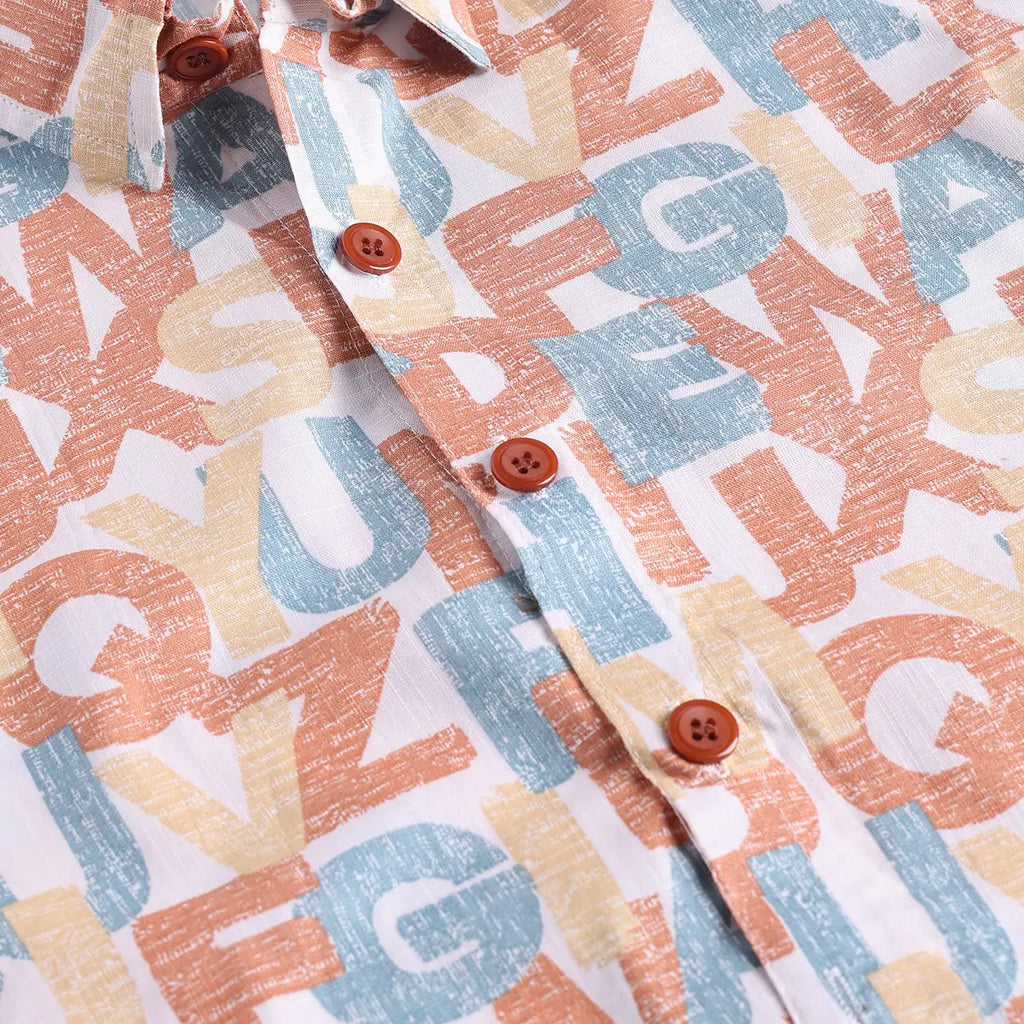 Boys Brown Typographic Shirt With Printed T-Shirt And Twill Shorts Sets 3 pc. Sets