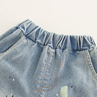 Boys Yellow Ombre Printed T-Shirt With Denim Shorts Set 2 pc. Sets