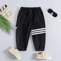 Boys Black Three Stripes Print Cargo Pants Pants Black 1-2 Y