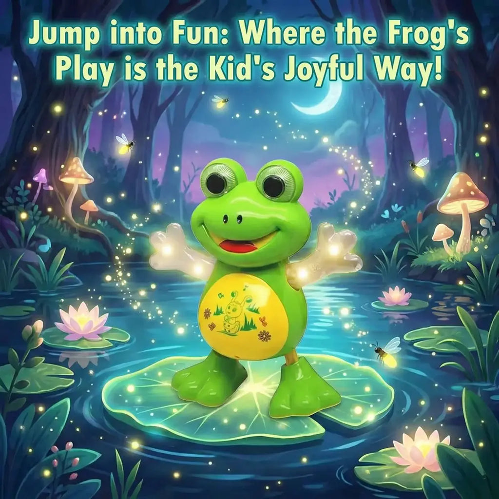 Kids Green Dancing Frog Toy with Flashing Lights & Music Trending Accessories