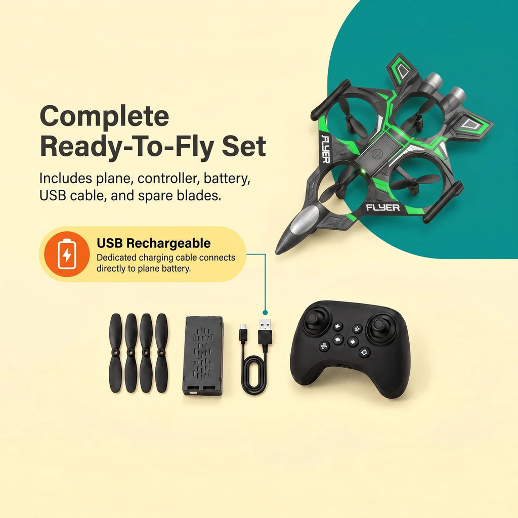 Remote Control Star Fighter Plane with Bright LED Lights Wireless Controller Stable Flying RC Toy for Kids Trending Accessories
