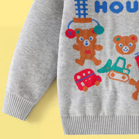 Boys Grey Bear Graphic Long Sleeve Sweater Sweaters & Cardigans