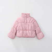 Girls Light Pink Solid Puffer Winter Jacket Coats & Jackets