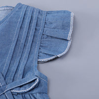 Girls Blue Denim Bow Applique Top & Shorts Co-ord Sets Sets