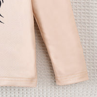 Girls Apricot Graphic Long Sleeves Top With Animal Printed Pants Set 2 pc. Sets