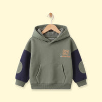 Boys Olive Green Typographic Long Sleeve Hoodie Sweatshirts & Hoodies Olive 1-2 Y