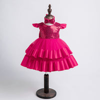 Girls Sequins Embellished Party Dress Party Dresses Fuchsia 1-2 Y 