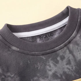 Boys Dark Grey Abstract Printed Sweatshirt & Denim Pants Sets Sets