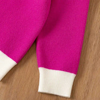 Girls Fuchsia Sweater With Self-Design Heart Pattern Sweaters & Cardigans
