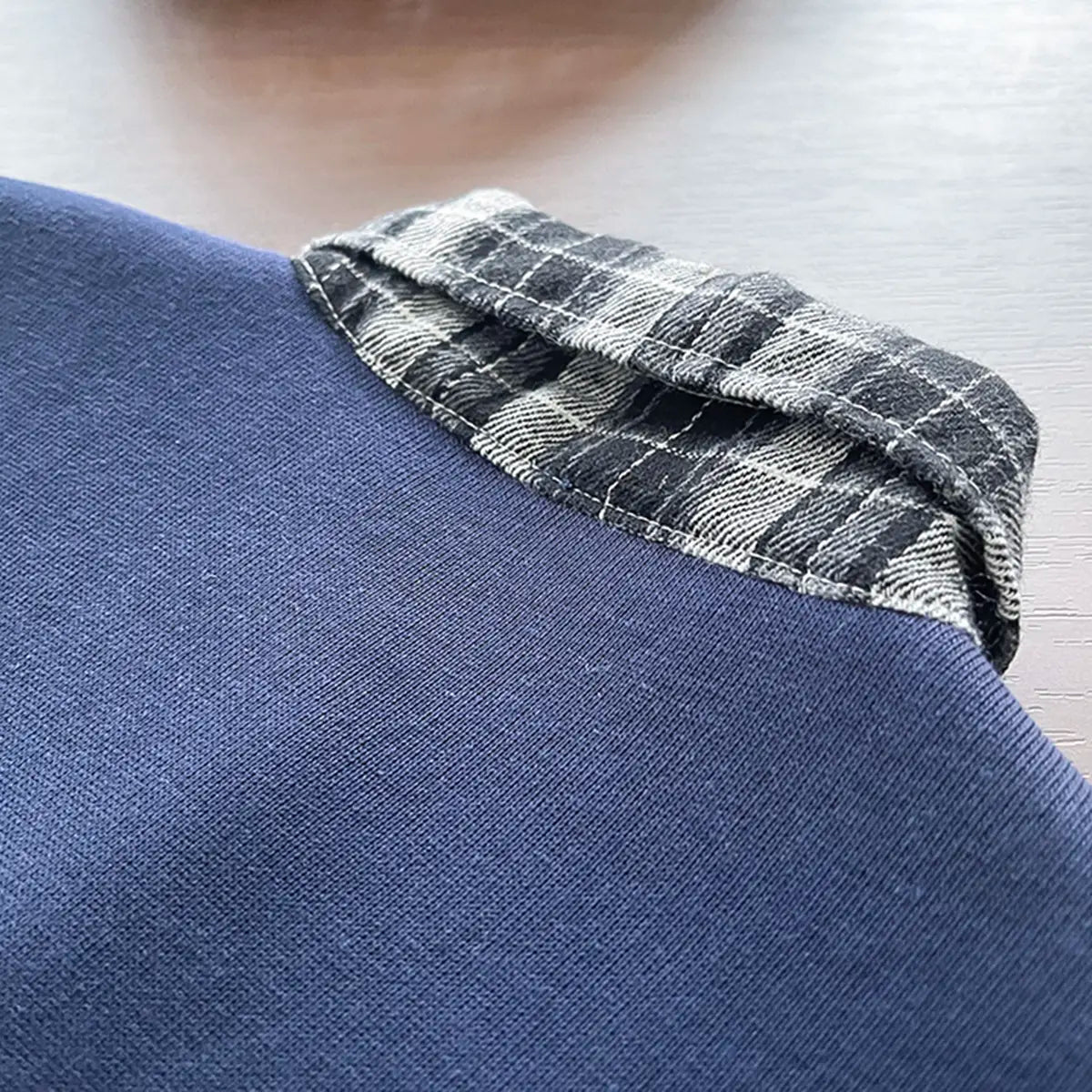 Boys Navy Blue Checked Regular Sweatshirt With Denim Trouser Sets 2 pc. Sets