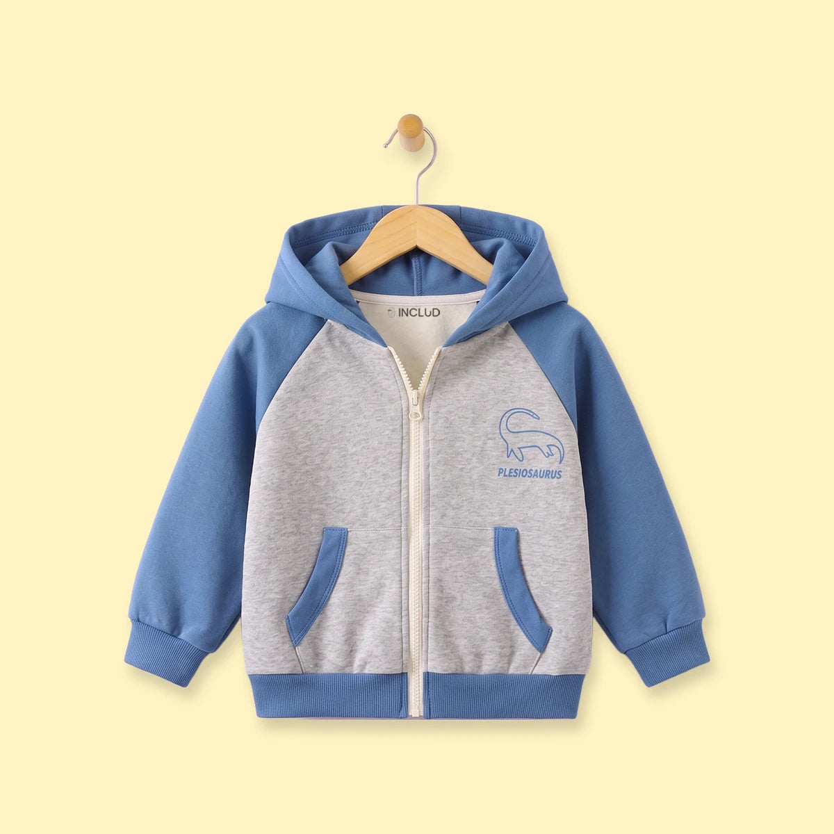 Boys Grey Colorblocked Zip-Up Hoodie Sweatshirts & Hoodies Grey 1-2 Y