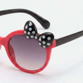 Girls Red Polka Dot Bow Round Sunglasses Sunglasses