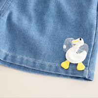 Girls Purple Applique T-Shirt With Denim Shorts Set 2 pc. Sets