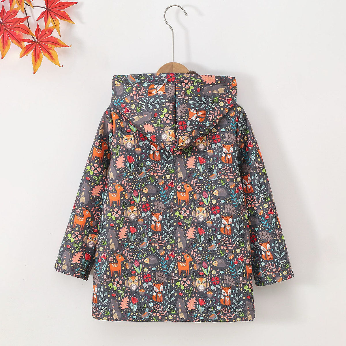 Girls Grey Jungle Print Hooded Jacket Coats & Jackets