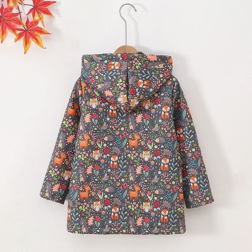 Girls Grey Jungle Print Hooded Jacket Coats & Jackets