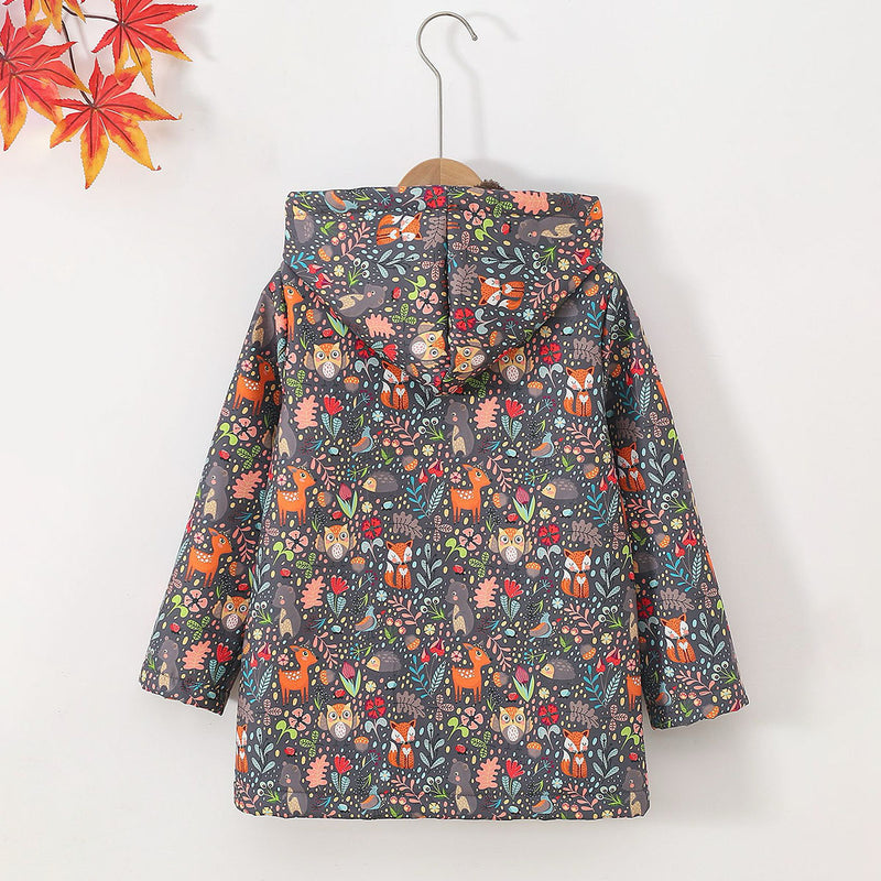 Girls Grey Jungle Print Hooded Jacket Coats & Jackets