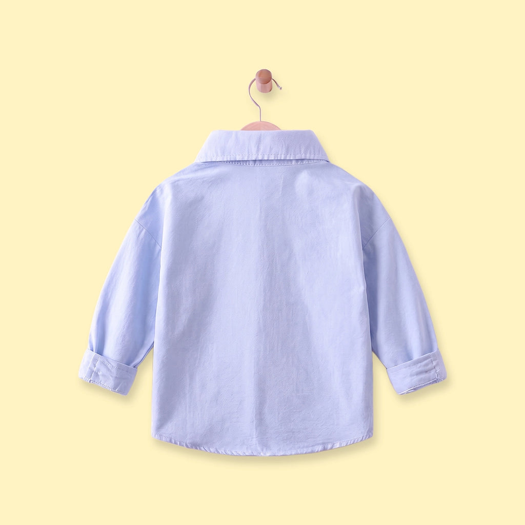Boys Light Blue Embroidered Long Sleeve Shirt Shirts