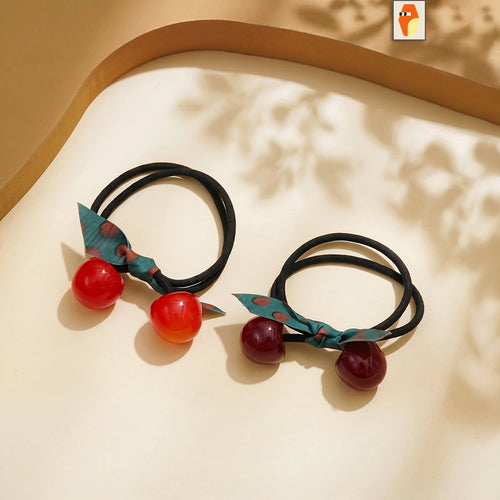 Pack of 2 Pcs Girls Multicolour Cherry Ponytail Holders Clips Multicolor Onesize