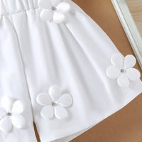 Girls Peach Floral Applique One-Shoulder Top With Shorts Sets 2 pc. Sets