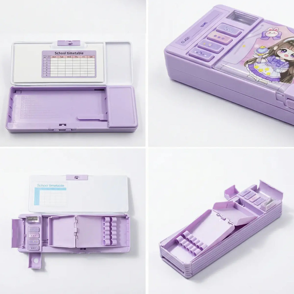 Magnetic Pencil Box for Girls Cute Cartoon Stationery Organizer Trending Accessories
