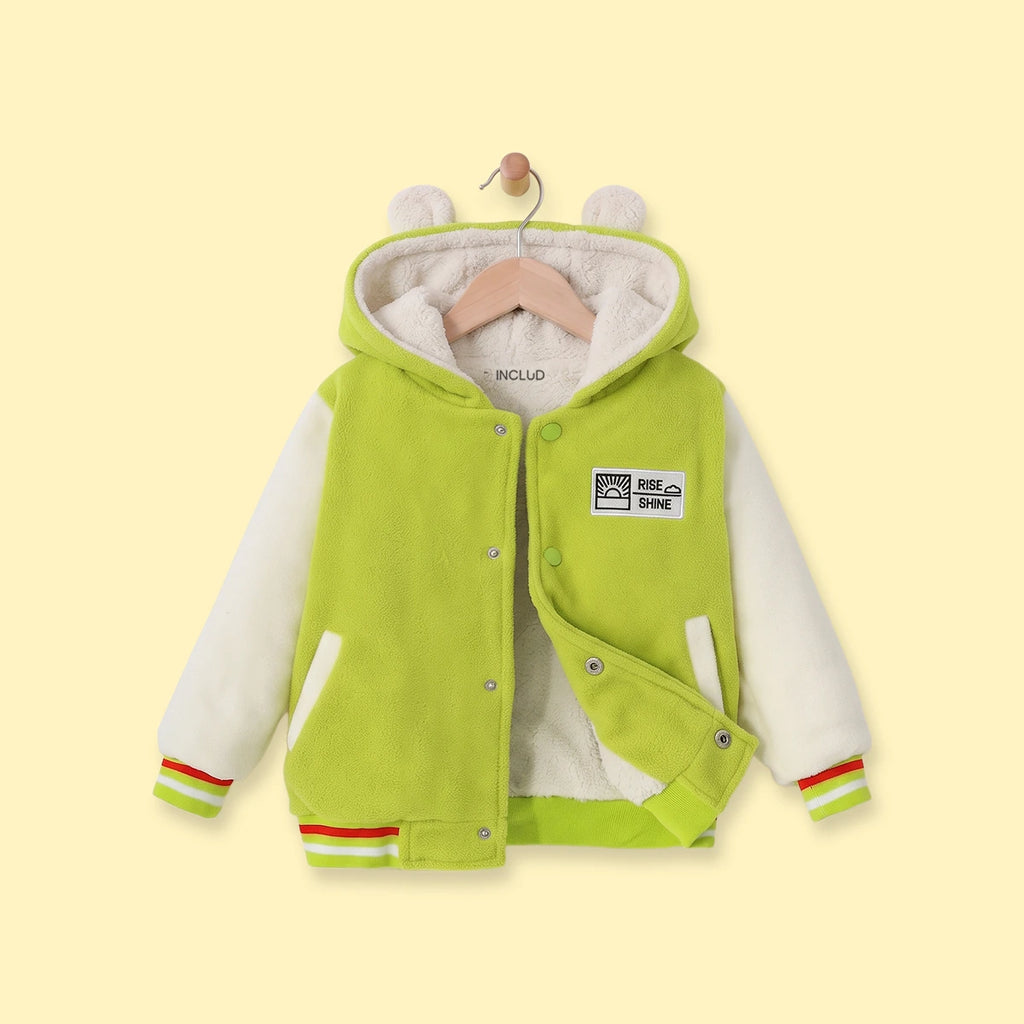 Boys Green Colourblocked Hooded Bomber Jacket Coats & Jackets Green 1-2 Y
