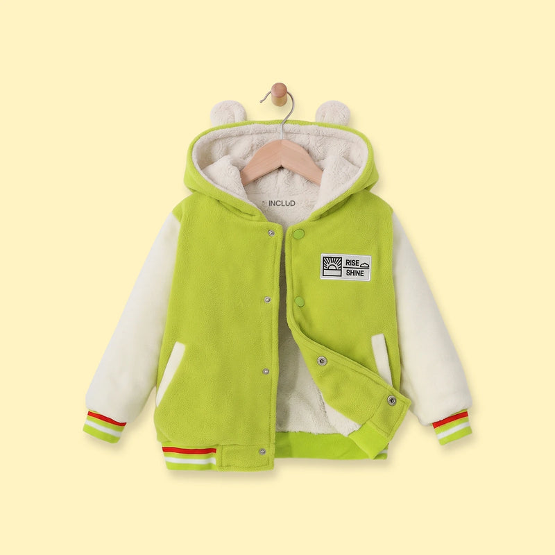 Boys Green Colourblocked Hooded Bomber Jacket Coats & Jackets Green 1-2 Y