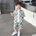 Boys Cream Floral Print Shirt Short Sleeve With Shorts Sets 2 pc. Sets Cream 1-2 Y