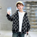 Boys Black Teddy Printed Hooded Front Zipper Winter Jacket Sweatshirts & Hoodies Black 5-6 Y