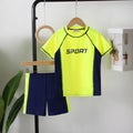 Boys Yellow Typography Printed Short Sleeves T-Shirt & Shorts Swimsuit Sets Sets Yellow 7-8 Y