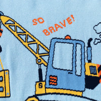 Boys Sky Blue Self-Design Crane Pattern Knitted Sweater Sweaters & Cardigans
