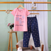 Girls Pink Graphic Printed Short Sleeve T-shirts With Elasticated Legging Sets Sets Pink 2-3 Y