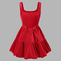 Girls Red Sleeveless Tiered Fit & Flare Dress Casual Dresses Red 7-8 Y