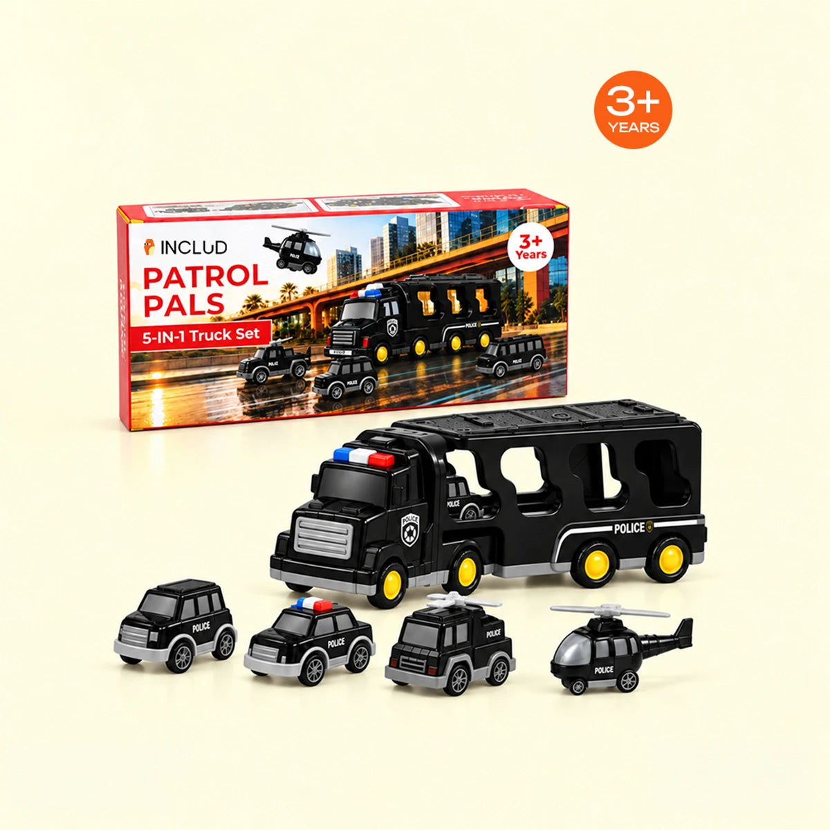 Includ Patrol Pals 5-in-1 Truck Playset Trending Accessories Black Onesize