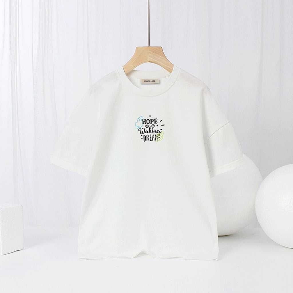 Boys Printed Oversized T-Shirt Tshirts White 6-7 Y