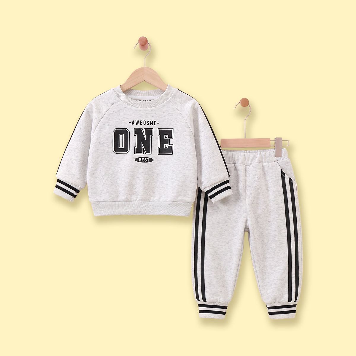 Boys Light Grey Side Stripes Sweatshirt & Jogger Sets Sets Light Grey 1-2 Y