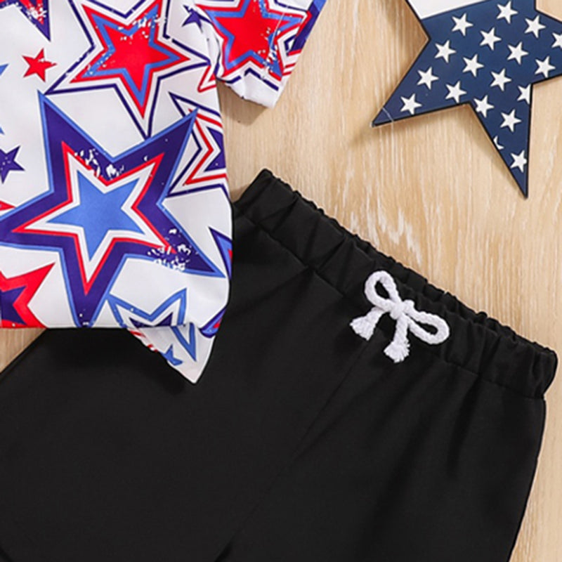 Boys Multicolor Short Sleeve Star Print Shirt With Shorts Set 2 pc. Sets