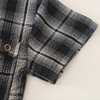 Boys Black Checked Shirt With Printed T-Shirt And Denim Shorts Sets 3 pc. Sets