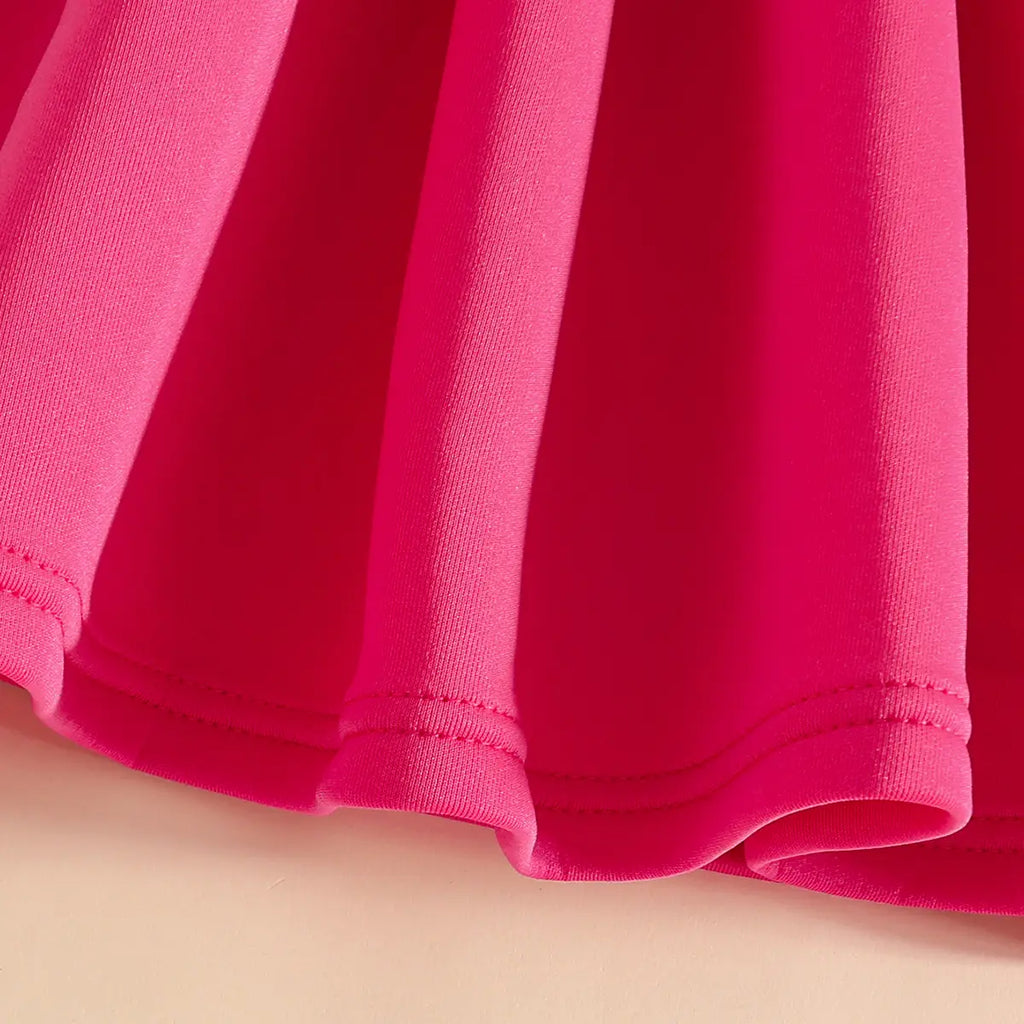 Girls Fuchsia Sleeveless Fit & Flare Party Wear Dress With Elegant Bow Detail Party Dresses
