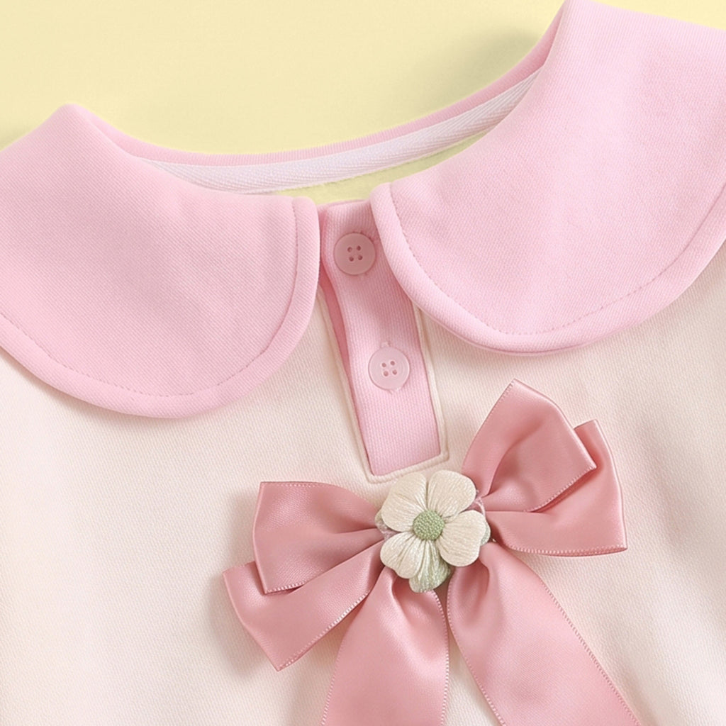 Girls Pink Peter Pan Collar Sweatshirt & Joggers Sets Sets