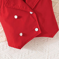 Girls Red Sleeveless Blazer Top With Pleated Flared Pant Co-ord Sets Sets