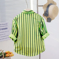 Girls Lime Green Stripe Shirt With Printed T-Shirt And Denim Shorts Sets 3 pc. Sets