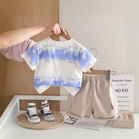 Boys Blue Typographic Print T-Shirt With Shorts Sets Sets